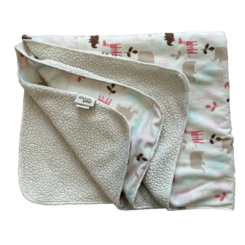 Chick Pea Baby Blanket Elephant Rhino Giraffe Jungle Safari Pink Brown Thick